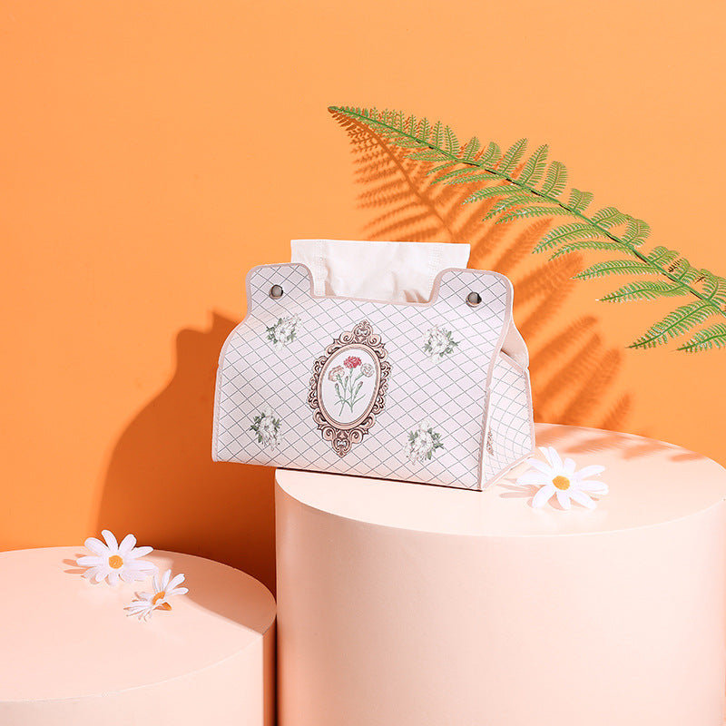 New retro flower tissue box, premium living room, restaurant, dormitory, office, multi-functional pumping carton, car pumping box