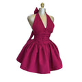 European and american cross-border women's fashion:  spring new arrivals - sexy and elegant halter neck bowknot backless mini dress