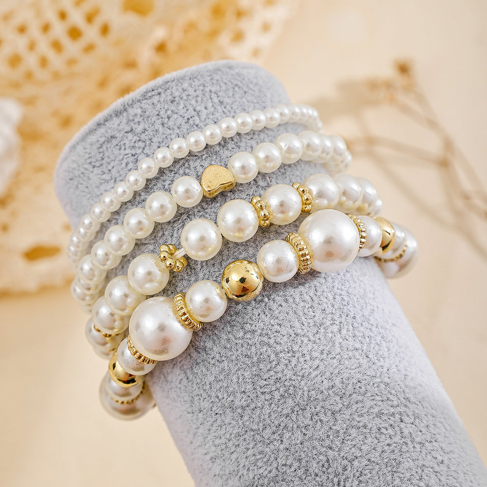 Wholesale heart-shaped pearl bracelets: hot-selling european and american cross-border jewelry, trendy, stylish, minimalist, irregular bead stackable bracelets