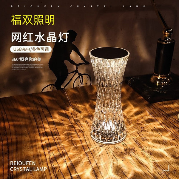 Internet celebrity creative night light decoration eye protection small table lamp crystal atmosphere sensor light Internet celebrity girl ins bedroom guest