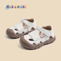 Kids' hollow-out breathable sandals, anti-collision soft sole, non-slip first walker shoes, summer closed-toe anti-kick shoes for boys and girls, ages 1-4