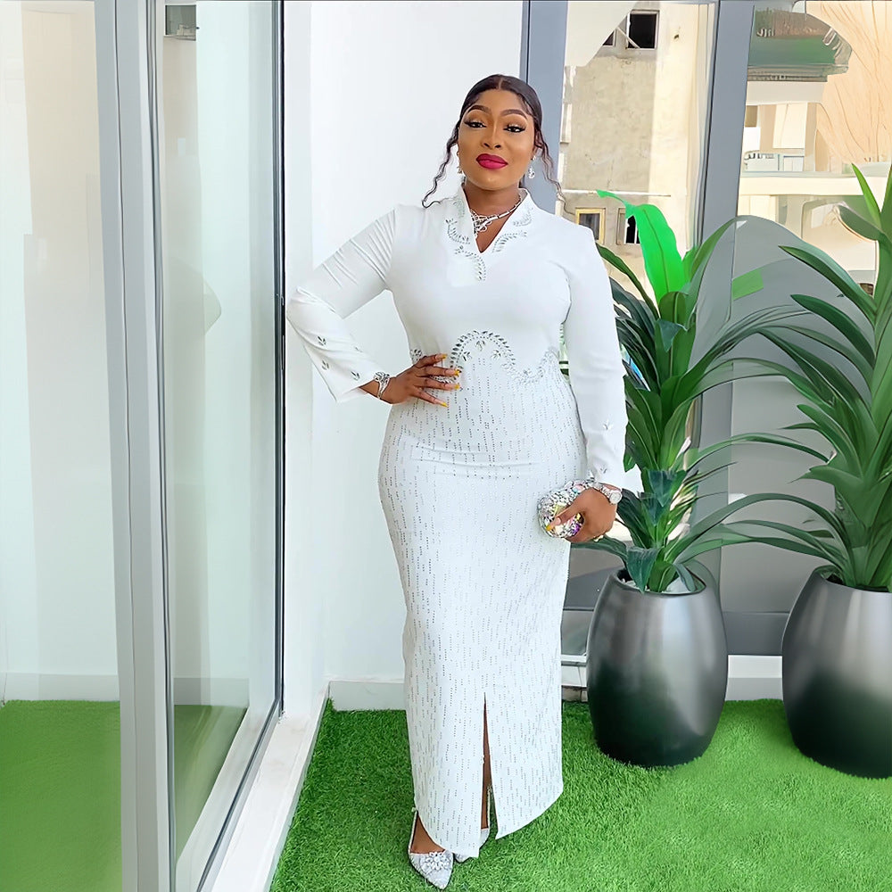 Fashion african plus size women's clothing hot diamond stand collar hip skirt  independent station elegantelegance style dress