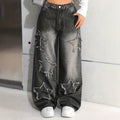 girls' spring/autumn denim pants: new styles for mid-to-large children, loose-fit casual straight-leg trousers, stylish and versatile wide-leg pants for kids