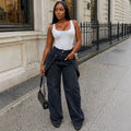 European and american style women's casual jeans - new  cross-border women's clothing - street fashion asymmetrical button design straight leg