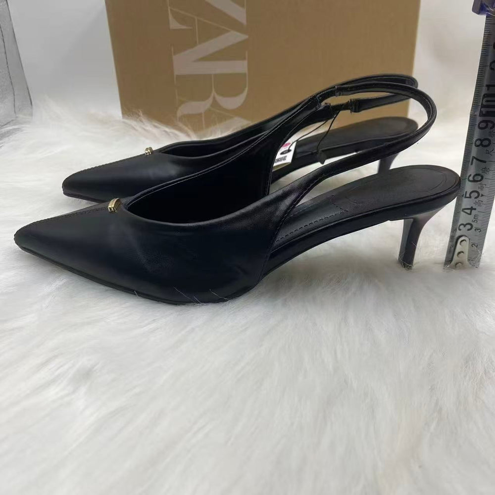 Za2025 spanish spring/summer off-white pointed-toe mules, stiletto heel closed-toe sandals, fairycore fashion