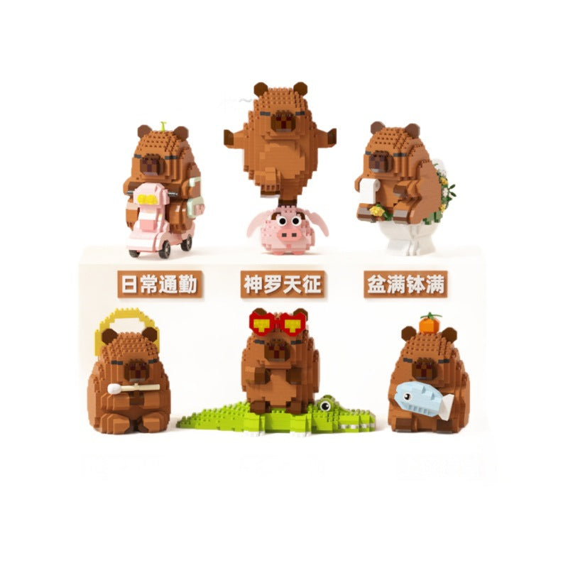 Compatible with lego children's educational toys capybara building blocks assemble toys cartoon dolls boys and girls ornaments