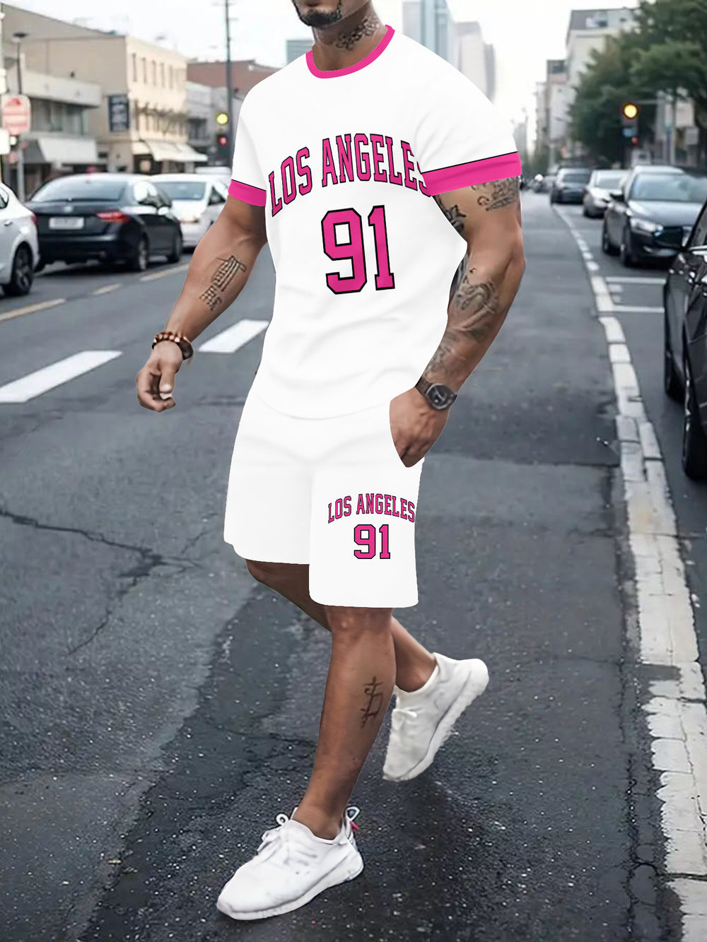 Men's casual sports set - short sleeve & shorts - summer hot seller - cross-border fashion - two-piece leisure outfit