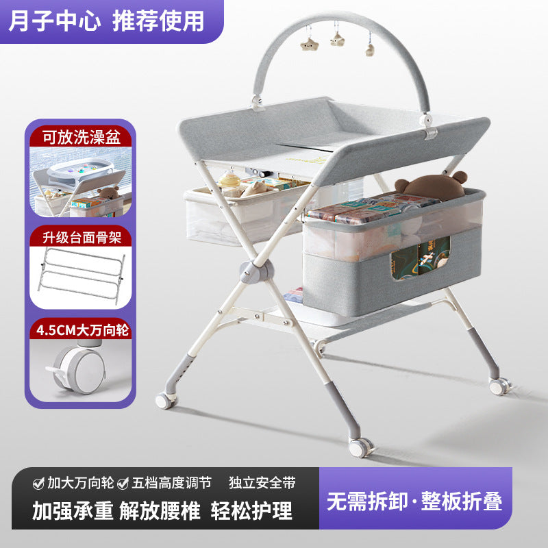 Changing table, baby care station, massage & bathing combo - foldable, portable, multifunctional newborn baby bed with changing and touching surface