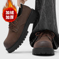 Derby cotton shoes 2025 new arrivalwinterlow anklebootsmenheattechretroworkwearthick solesuedefleece-lined leather shoes