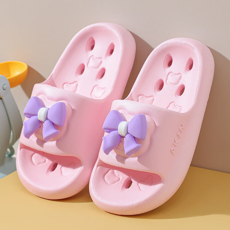 Eva kids' leak-proof cartoon anti-slip hollow-out summer home quick-dry baby slippers bathroom girls' bath slippers