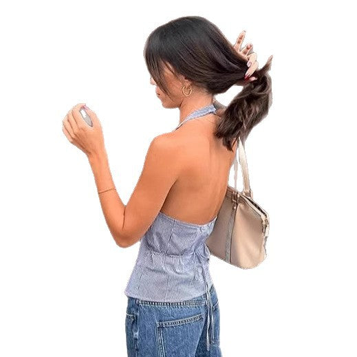 Europe and the United States  commuting V-neck plaid vest women's 2025 summer design sense neck cardigan vest wholesale women's clothing