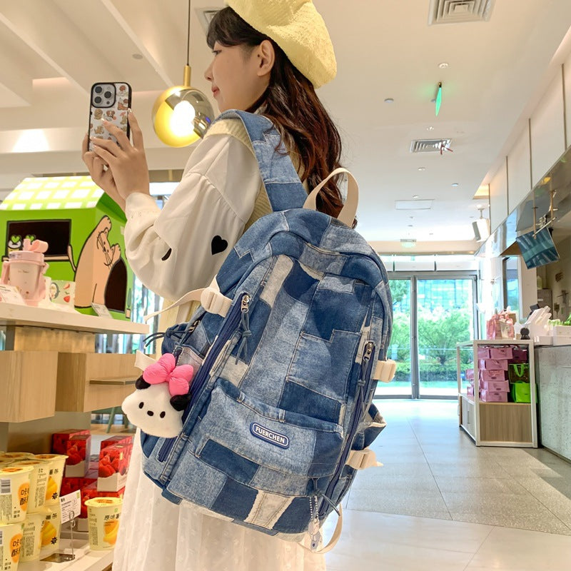 New casual junior high school college student schoolbag backpack men's simple large-capacity travel lightweight trendy backpack women