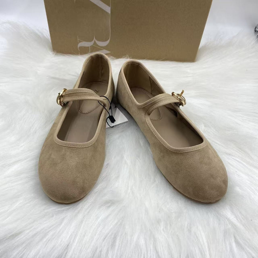 Za mary jane flats shoes women's sense of designniche style2025 slip-on doudou shoes women's soft bottom with skirt
