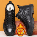 Men's winter warm cotton shoes - fleece lined, non-slip, casual high-top cotton shoes for men, elderly cotton shoes, men's leather cotton shoes for seniors
