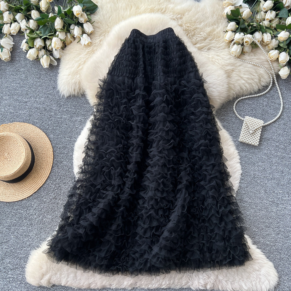 K-style high waist a-line sweet skirt women's multi-layer cake skirt slimming look tutu skirt work clothingsweet mid-length skirt