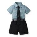 Boys' summer outfit: trendy suit with belt - new stylish and handsome summer short-sleeve shirt for fashionable babies