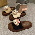 Fluffy slippers women's cartoon cute mickey mouse new autumn winter korean style comfortable home anti-slip cotton slippers women's outdoor wear