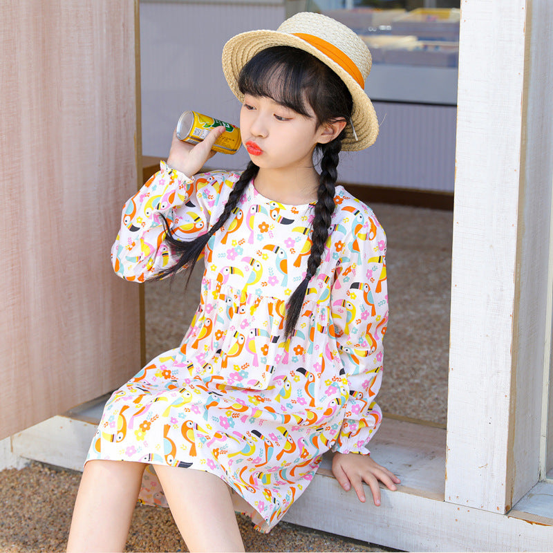Girls' autumn simple dress, spring and autumn children's skirt, korean style princess dress, baby dress, simple dress for toddlers and young children