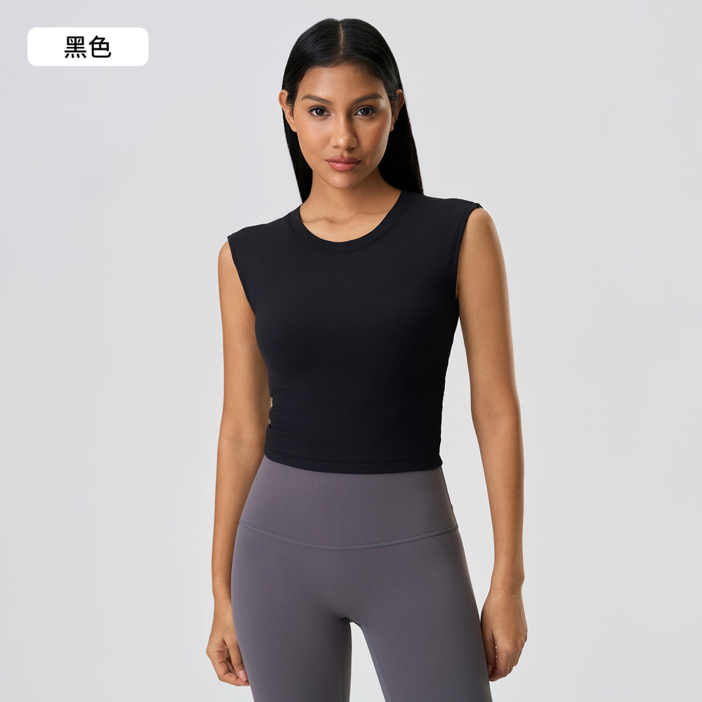 Summer sleeveless yoga tank top for women with built-in bra pads, premium hollow-out back design, fitness sports vest d25060