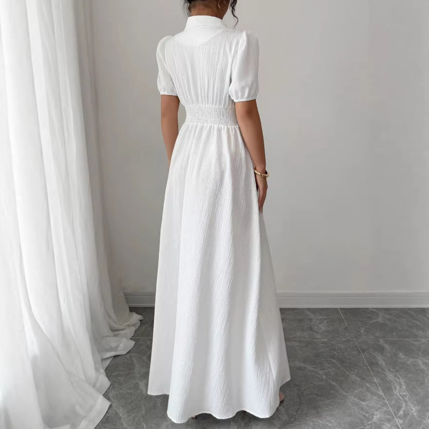 new european and american cross-border fashion: french chic white fitted mini dress