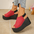 Wedge heel sandals women's  summer new korean style thick sole one-strap beach ladies' outdoor platform sandals