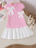 Children's clothing cross-border european and american girls pink dress baby children's clothing suit