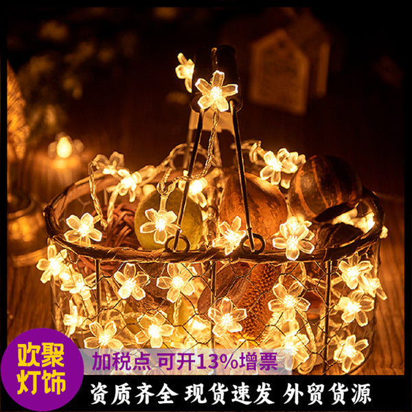 Cross-border solar LED cherry blossom light string outdoor waterproof garden decoration peach blossom light, Christmas flower decoration light