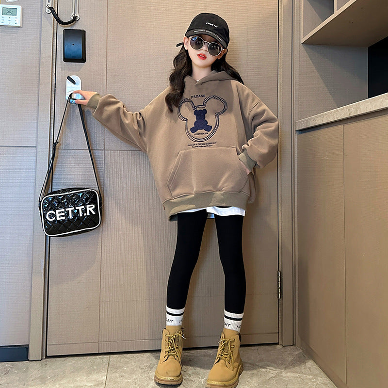 Girls' hoodie  new stylish children's spring hooded kids' set, big kids' clothes, spring and autumn two-piece outfit