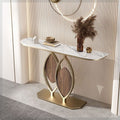 Italian slate creative entrance table, light luxury entrance table, normcore style grids entrance cabinet, wall-mounted semicircular end scene table