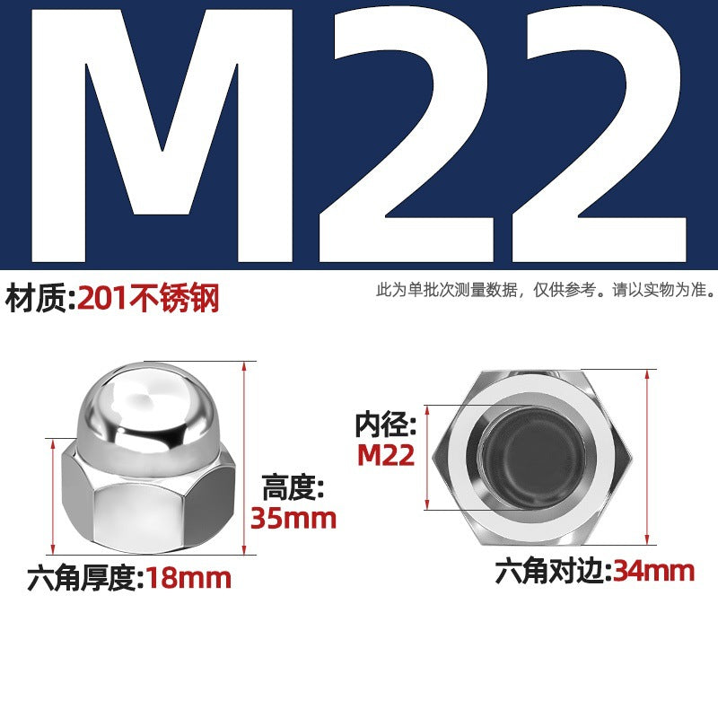 201 stainless steel round ball head hexagonal cover type nut decorative screw cap female cap integrated M4M5M6M8M24