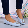 Classyflats french rhinestone flats spring & fall new arrivaleasiest for match black square toe flats bean work clothing shoes