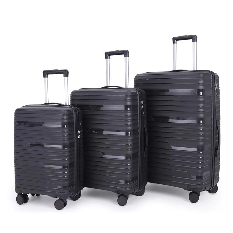 PP zipper box  set three sets of four trolley case sinking handle sinking lock color scheme explosion-proof rag factory wholesale