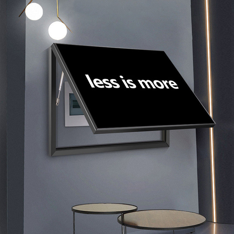 Black and white English letters meter box decorative painting empty switch blocking mural living room dining room distribution box hanging painting