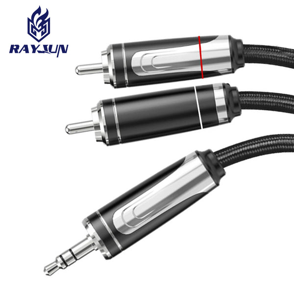 Audio cable one point two 3.5mm to double lotus head rca plug mobile phone desktop computer power amplifier speaker stereo