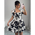 Ebay european and american cross-border foreign trade women's french suspender black tie back elegant dress