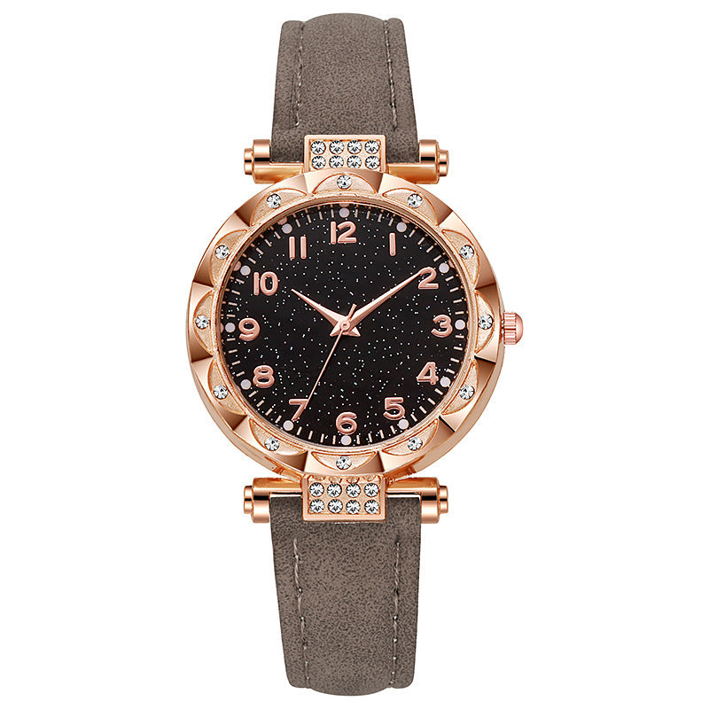 Women's faux leather strap digital luminous quartz watch - simple fashion wristwatch for students