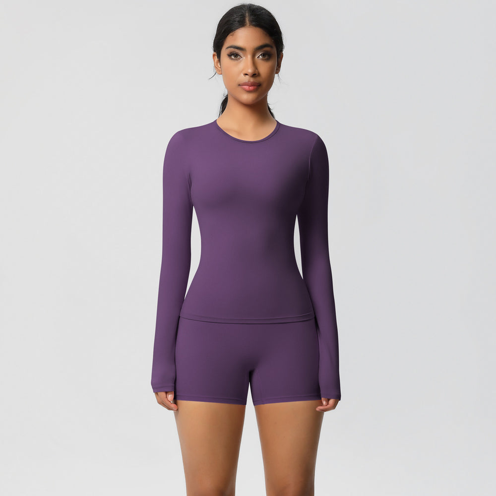 new arrival: seamless, barely-there long-sleeve t-shirt yoga set - quick-dry, breathable, outdoor running & fitness apparel