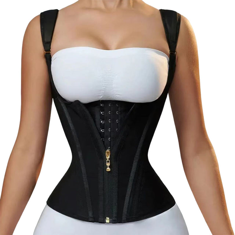 European and american cross-border hot-selling products, direct from the manufacturer: 15 fishbone zipper, double-breasted, double-layered compression shapewear tank top with latex tummy control