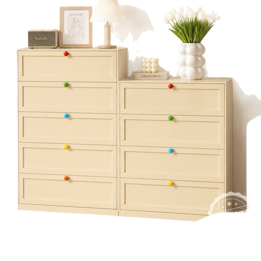 Wrought iron five-drawer chest - bedroom storage cabinet, living room sideboard, modern minimalist steel storage unit, drawer cabinet