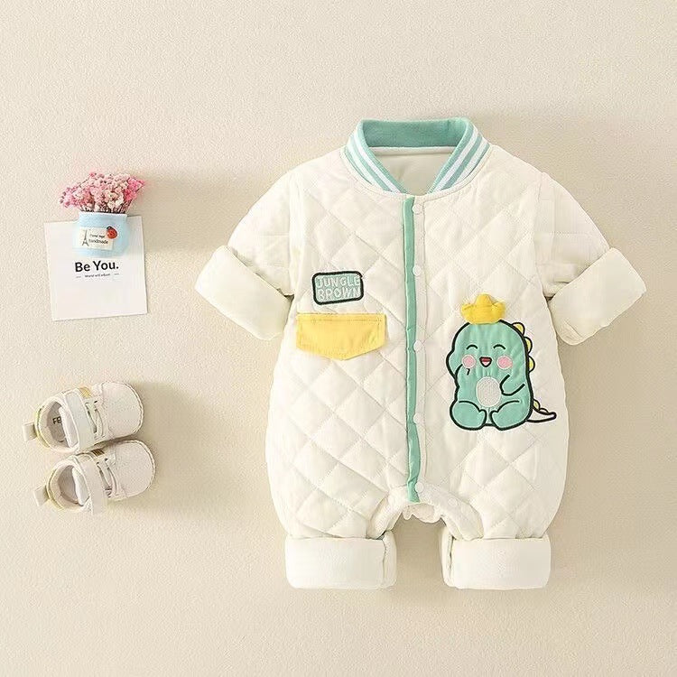 Newborn infant lightweight cotton romper - autumn/winter cotton outfit for baby boys and girls - stylish long-sleeve bodysuit for crawling and everyday wear