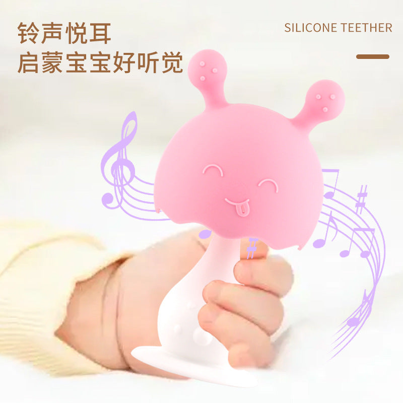 's new toothpaste rabbit rattle toothpaste anti-suffocation with holes, biting glue, biting music mushroom integrated toothpaste