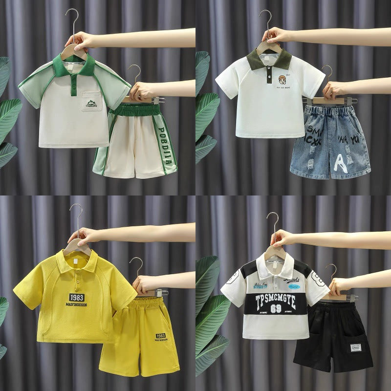 Boys' summer outfit set : stylish and cool baby clothes, trendy kids' summer short-sleeve top