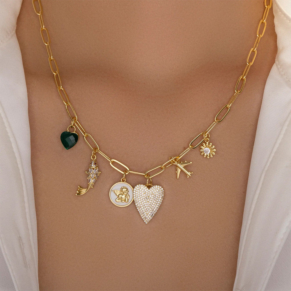 Wholesale heart necklaces: european & american cross-border fashion jewelry, unique & affordable luxury, high-end floral gemstone accessories, choker necklaces