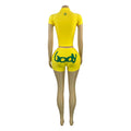 hot-selling european and american fashion women's letter-printed half-zip short-sleeve top and tight shorts two-piece set