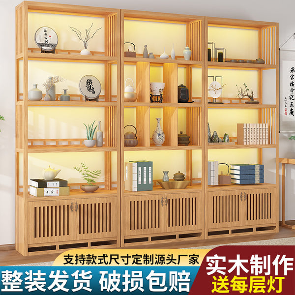Solid wood Chinese Bogu frame Multifunctional push-pull display stand Porcelain jade display cabinet Tea room display cabinet