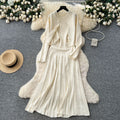 Classy tweed style outfit women's autumn fashion beading round neck sleeveless knittingdresslong sleevecardiganoutwear
