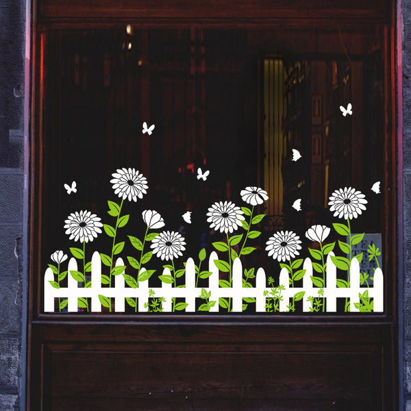 Flowers and plants skirting board sticker shop glass door window sticker cafe background wall decorative wall sticker SK7189ds
