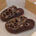Everyday leopard print fuzzy slippers - winter's hottest trend! stylish round-toe leopard print cotton slippers, chic and non-slip