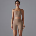 Naked feel high-waisted butt-lifting compression shorts & open-back sports bra set - women's breathable, quick-dry running, fitness & yoga apparel