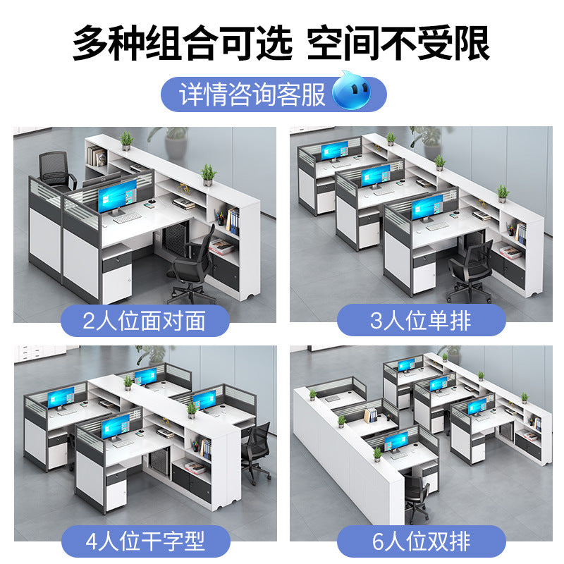 Office desk and chair set for staff, financial employees, and workstations - 2/4 seater facing desk office table